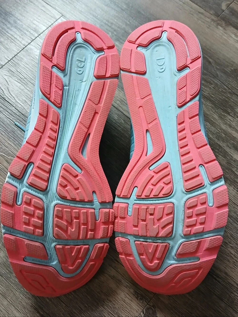 Asics Light Blue Athletic Running Shoes with Coral Accents Size 10